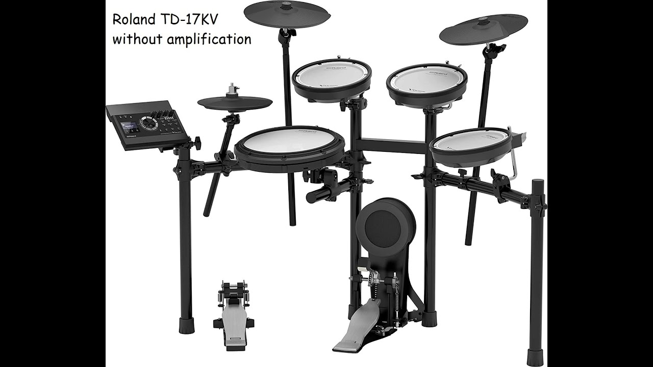 How does the Roland TD-17KV sound without amplification?