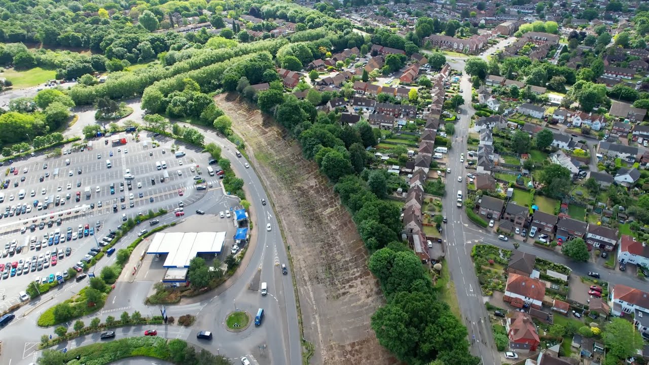Filmed March 2023 - Tracing the route of the old Brooklands Banking and Race Track by drone.