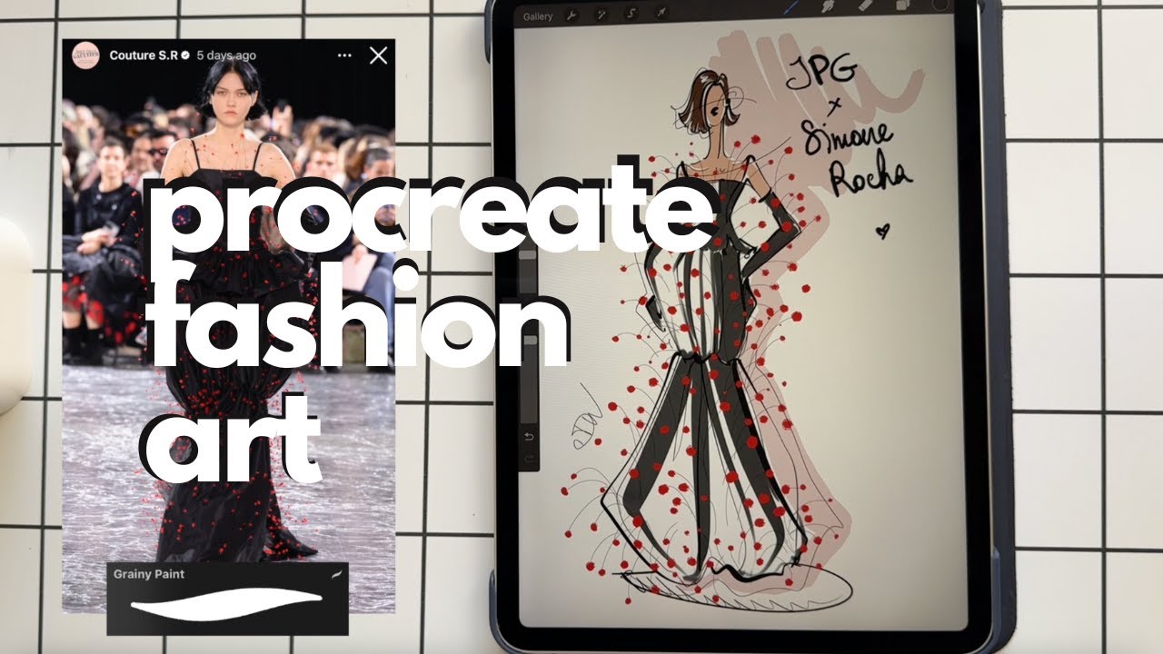 FASHION ILLUSTRATION IN PROCREATE / Digital fashion art tutorial for designers sketching on iPad Pro