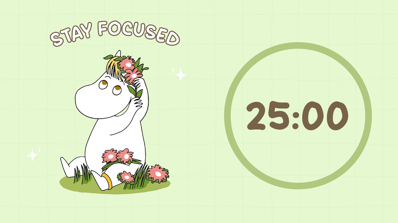 🌸 Study with Me | Moomin Peaceful Study Session | 25/5 Timer | Chill Lo-fi 🎧 | 4 Hour Focus Session