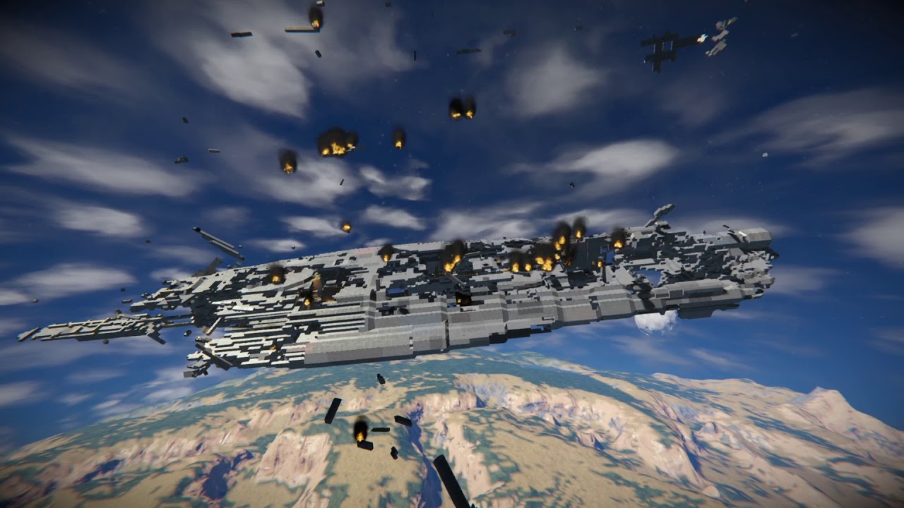 Space Engineers - Crash & Burn - Star Wars: Raddus vs. Aerodynamic Physics & Deadly Reentry Mod