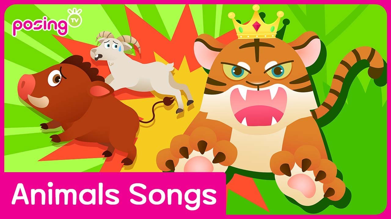 🐯💥Powerful animals | Animal songs ♪ | ★Lion, Alligator, Tiger, Shark, Owl, Raccoon, Bat | posingTV