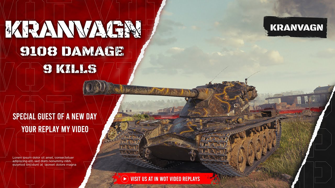 Kranvagn 9,5k dmg 11kills 1v5 :) | Wot Replays #69