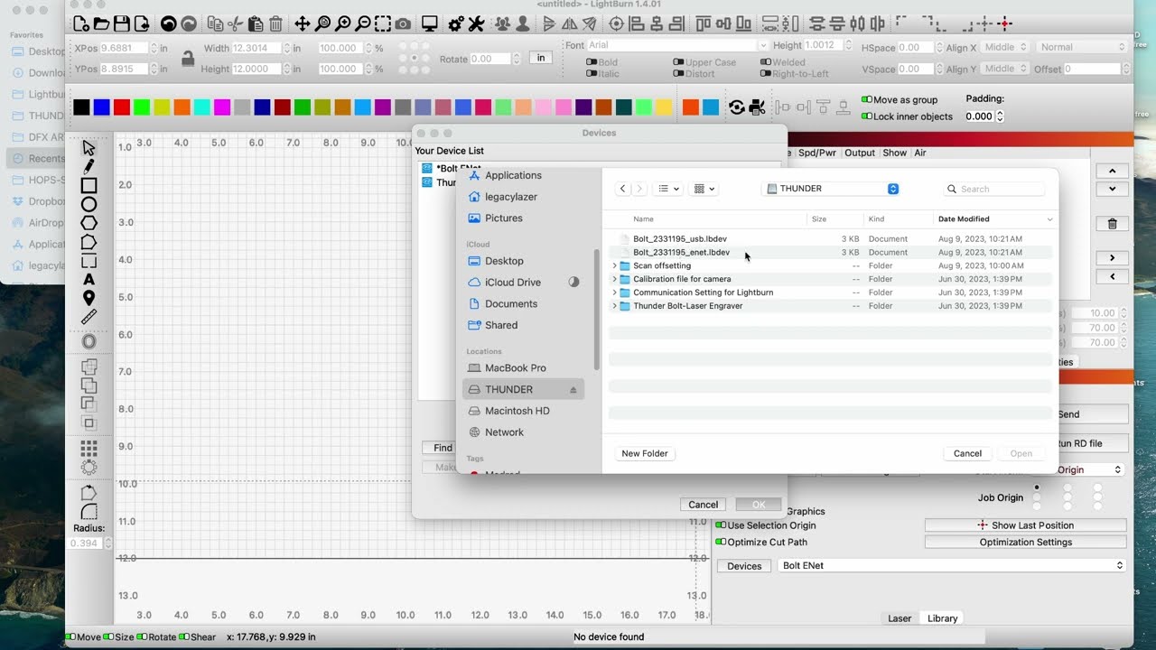 Thunder Laser Bolt: Download, Install and Configure Lightburn