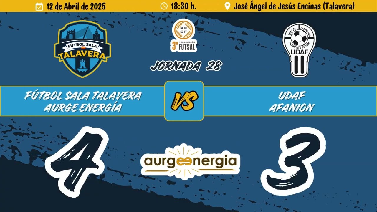RESUMEN – FS Talavera Aurge Energía – UDAF Afanion (3ª Div - Grupo XVI – J28 - 24/25)