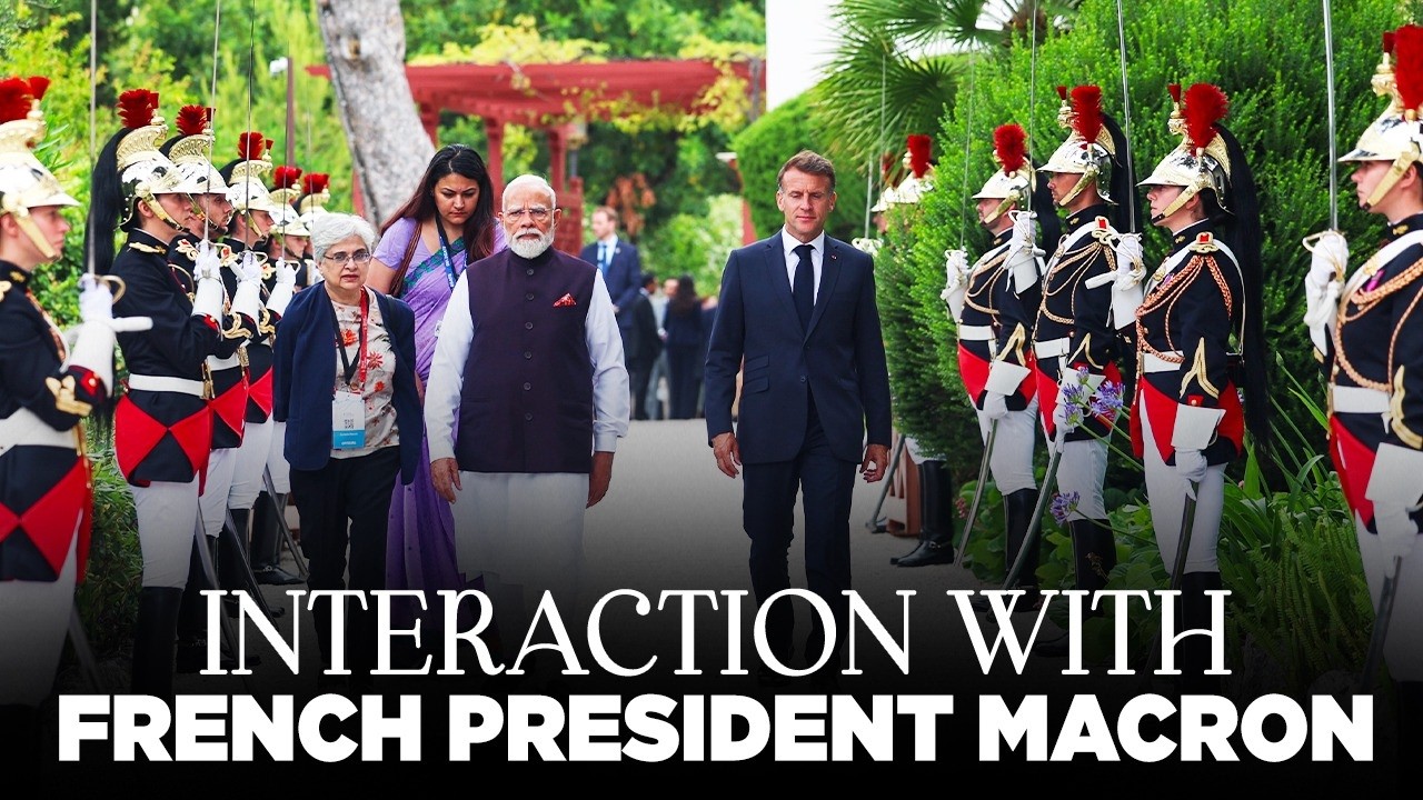LIVE: PM Modi interacts with French President Macron at Villa Kerlyos in Nice
