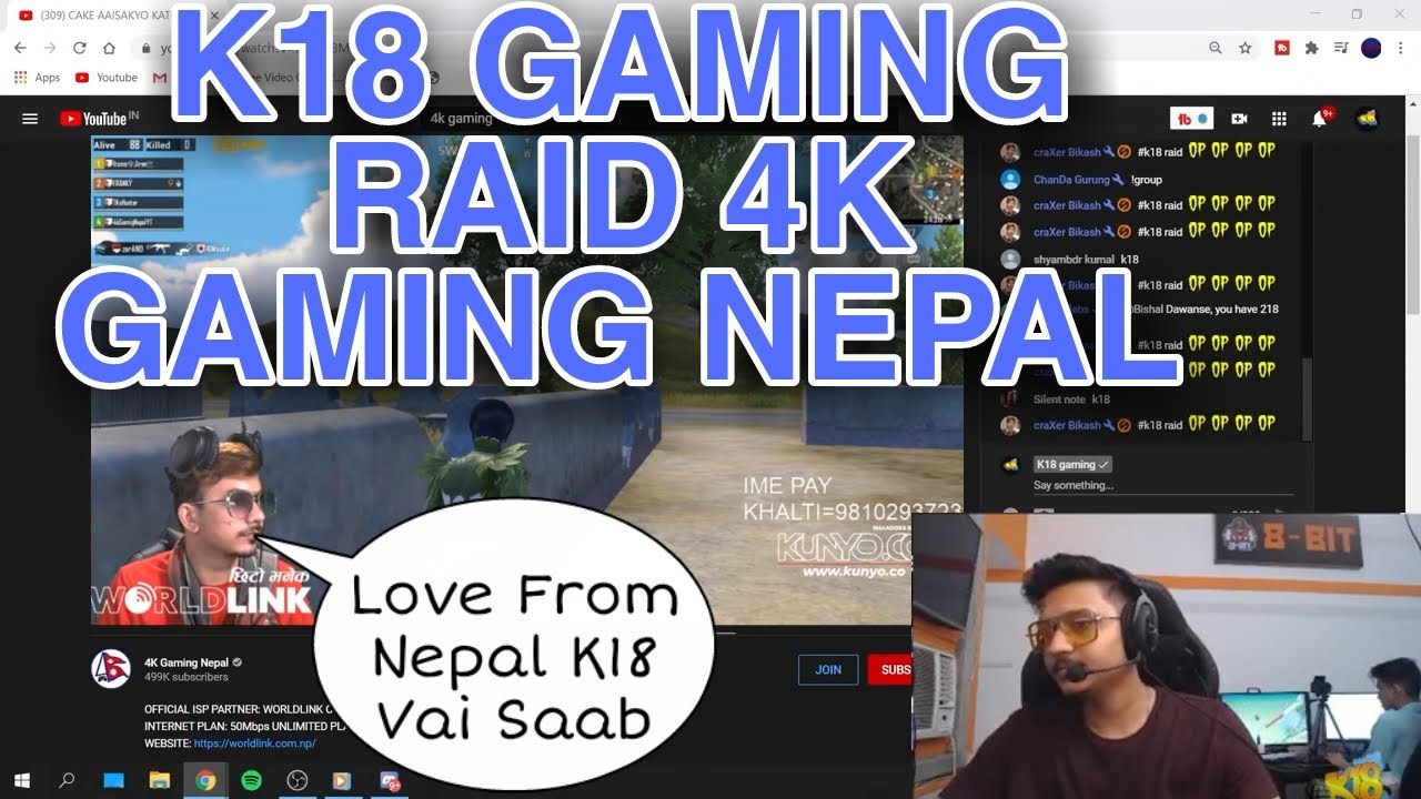 K18 GAMING RAID 4K GAMING NEPAL || INDIAN STREAMER RAID NEPALI STREAMER || PUBGM NEPAL - GAURABYT ||