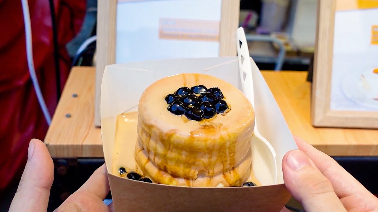 Taiwan Street Food - Fluffy Souffle Pancake Recipe / 珍珠奶茶舒芙蕾厚鬆餅製作方法 @嗨賴少年 Highlight