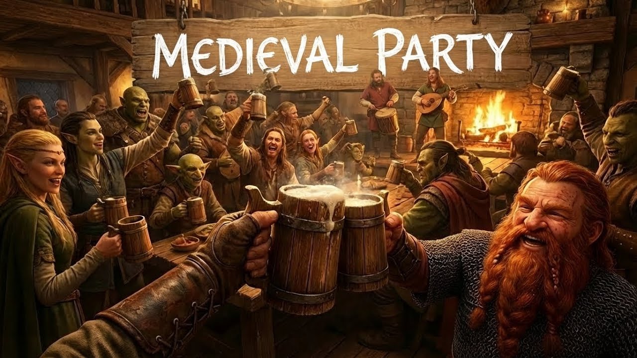 Joyful Medieval Tavern 🎻 Lute, Hurdy-Gurdy & Drums (2 Hours)