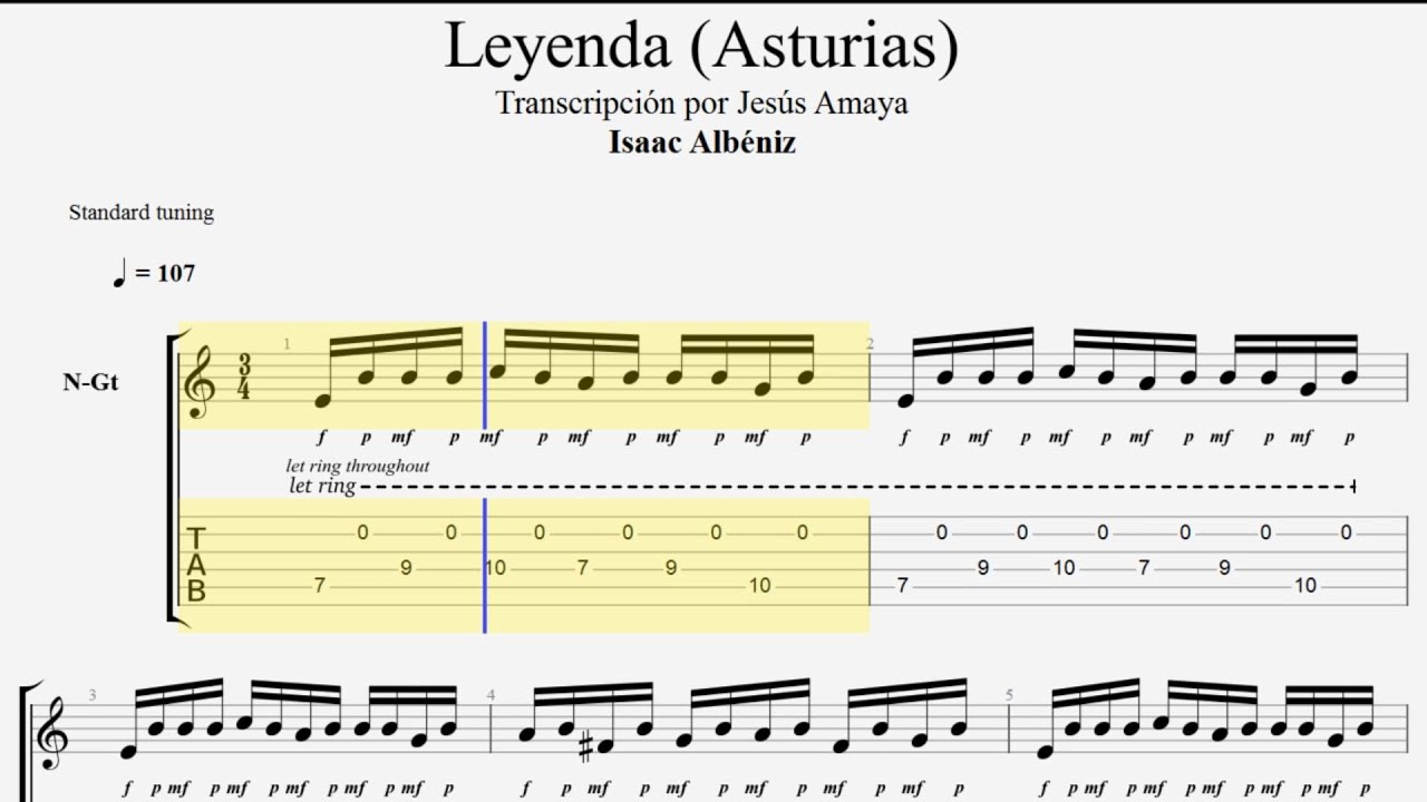 Asturias (Leyenda) - tablatura - por Jesús Amaya...