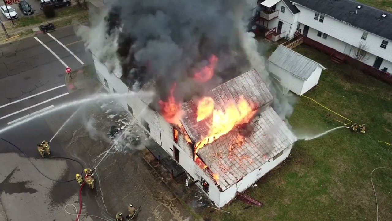 Fire Destroys an Entire Building: Timelapse of a Controlled Structure Fire at Piketon, Ohio