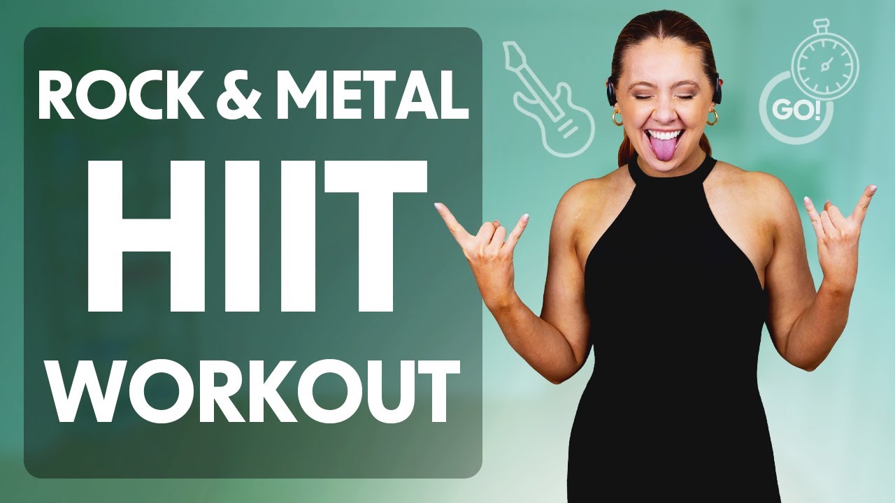 HIIT Workout | Rock & Metal Playlist (No equipment cardio fitness)