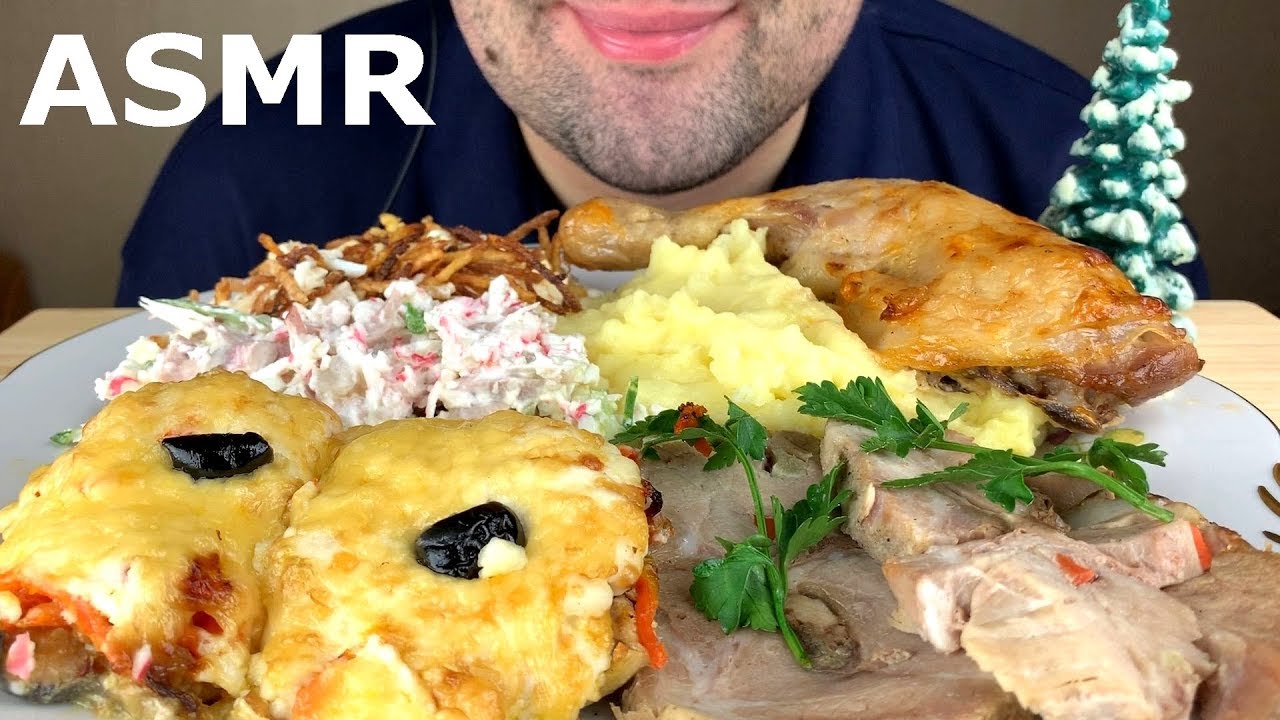 ASMR MERRY CHRISTMAS | HOMEMADE DINNER (CHICKEN, CHEESY SALMON, BOILED PORK BELLY, MASHED POTATOES)