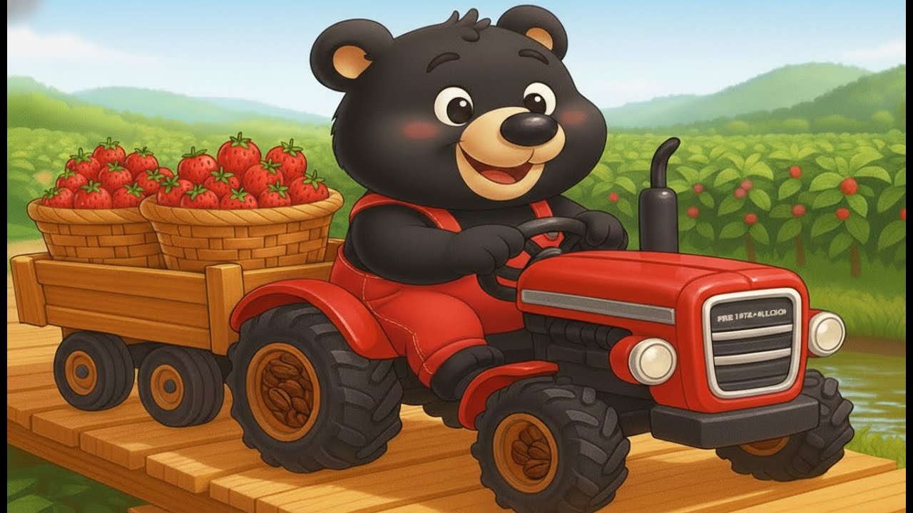 🐻 Bear Farmer Grows and Harvests Strawberries on the Farm 🍓🚜| Vehicles Farm Animated