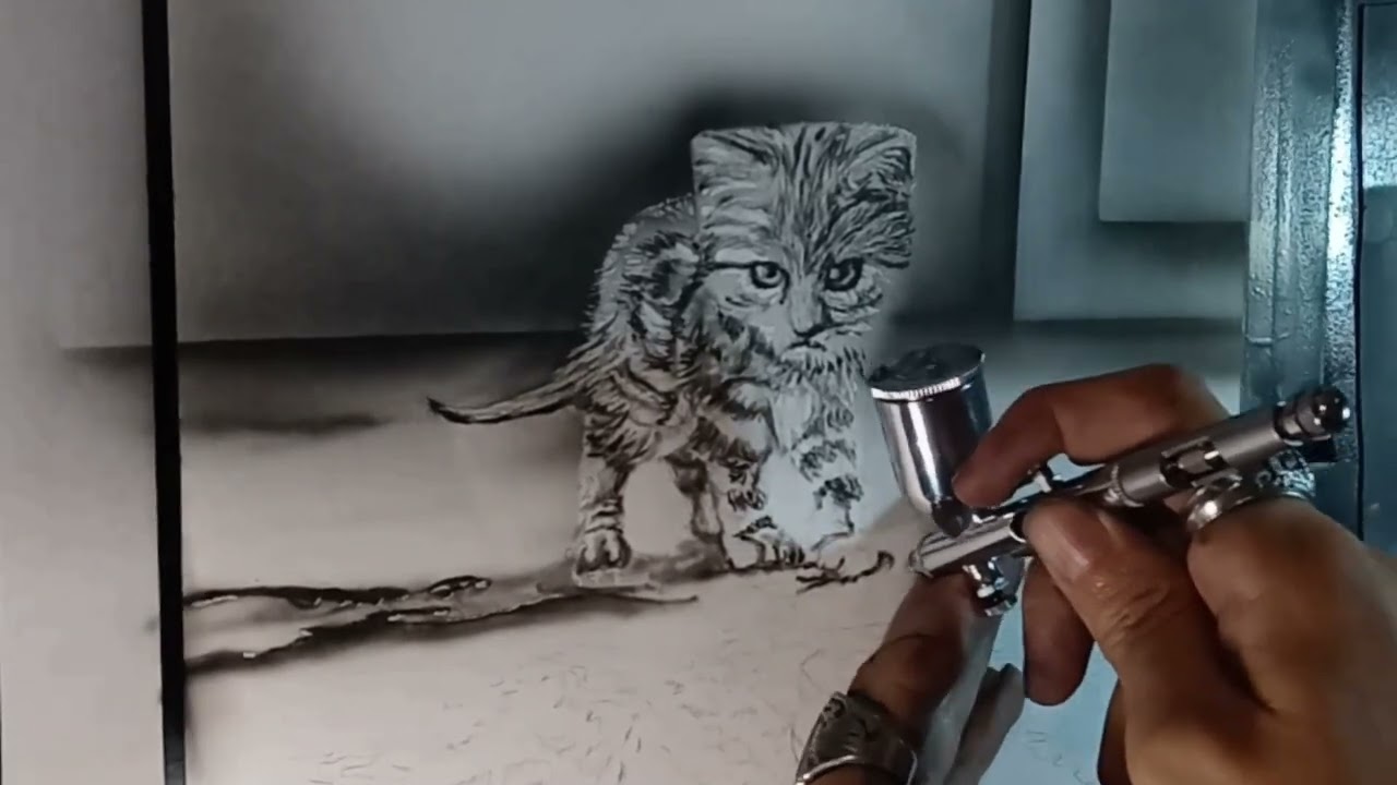 How to airbrush Tiger using Tattoo Ink
