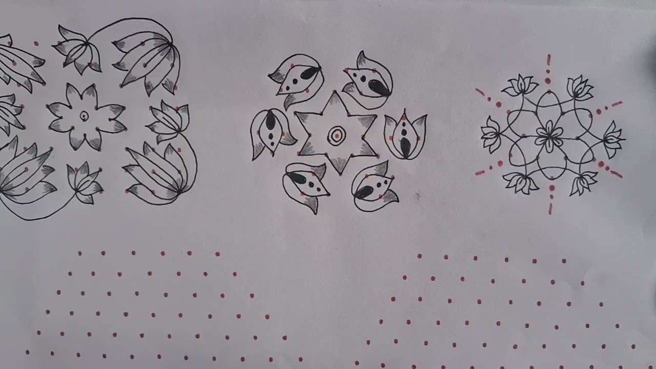 Beautiful new dot rangoli designs. Kolam, muggulu, tipkyanchi_rangoli 