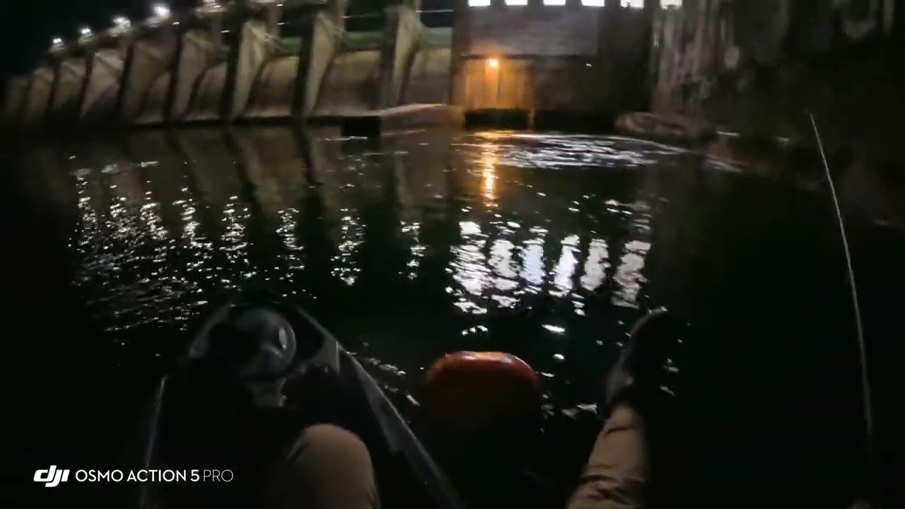 Fun shot of the Tom miller dam releasing followed by a white bass catch