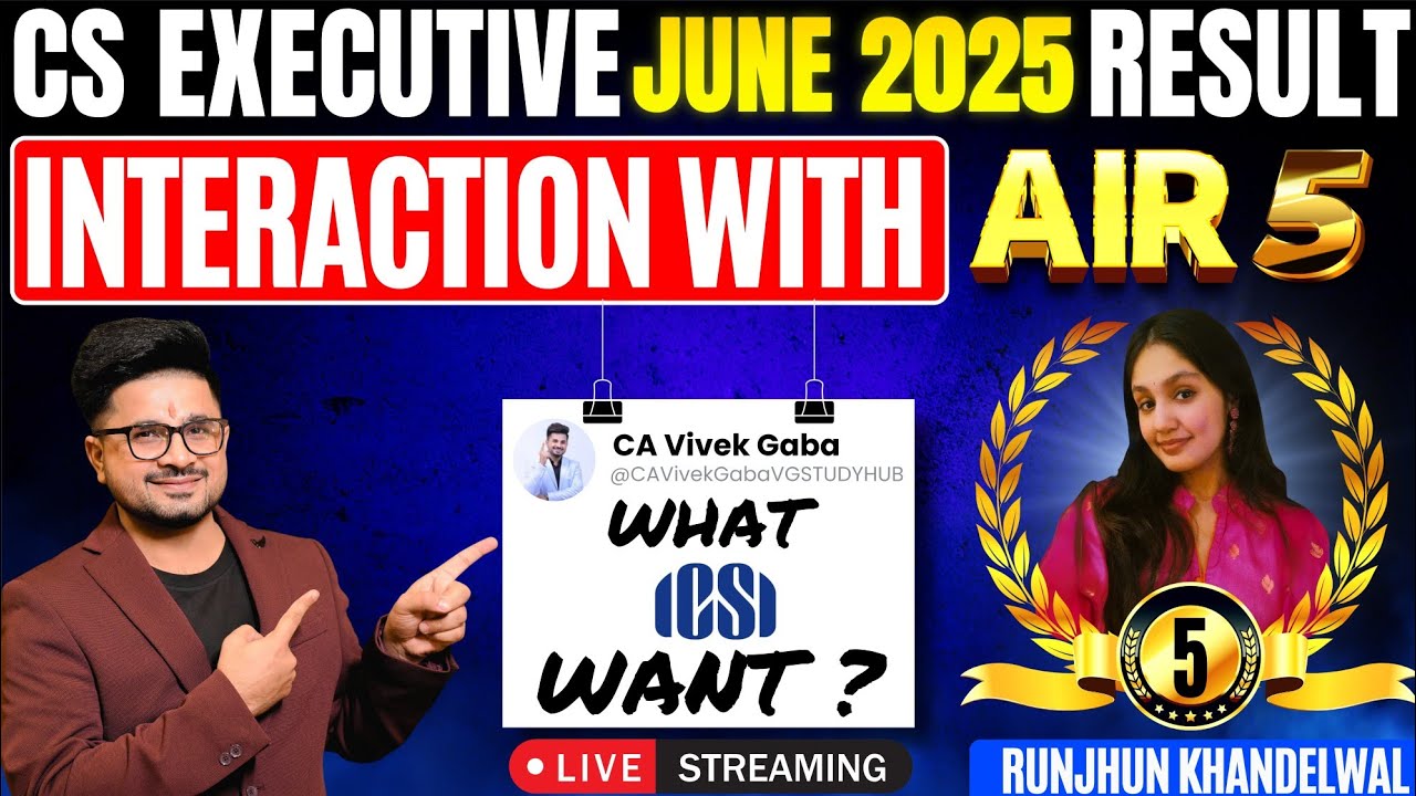 Interaction with AIR - 5 Runjhun🔥 Rankers Strategy 💯 VG Sir #vgstudyhub #icsi #education