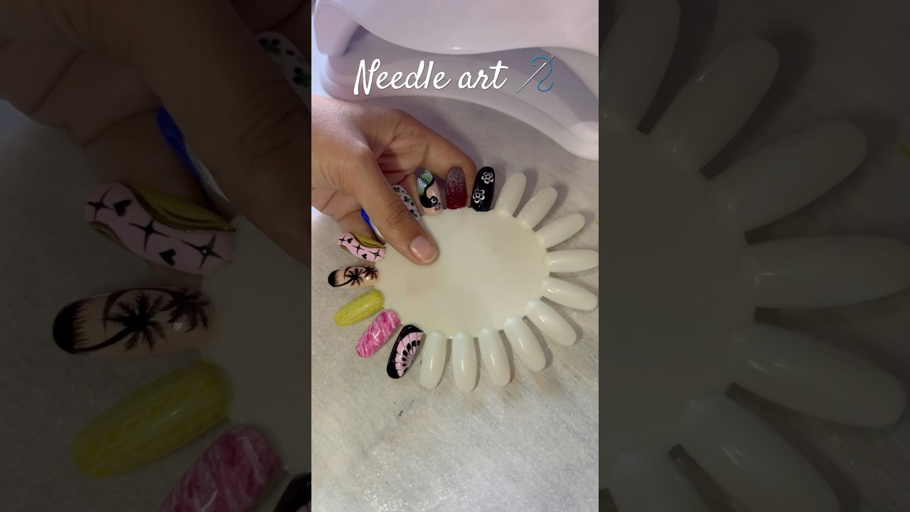 Easy and simple needle nail art 🪡💅. #nails #nailart #naildesigns #needleart #shorts #simplenails