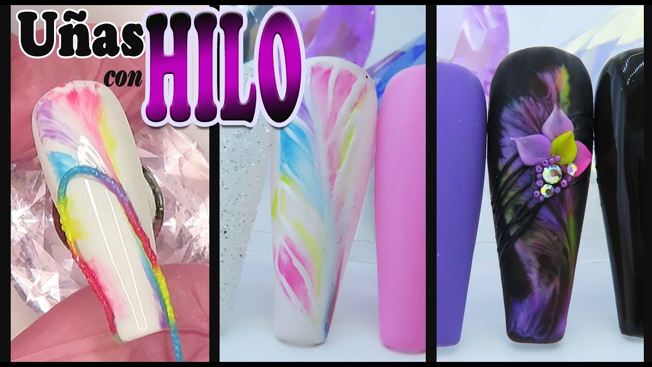 Uñas con HILO 💗String Pull  (TENDENCIA 2020) 💗 Técnicas RAPIDAS de Decoracion #01