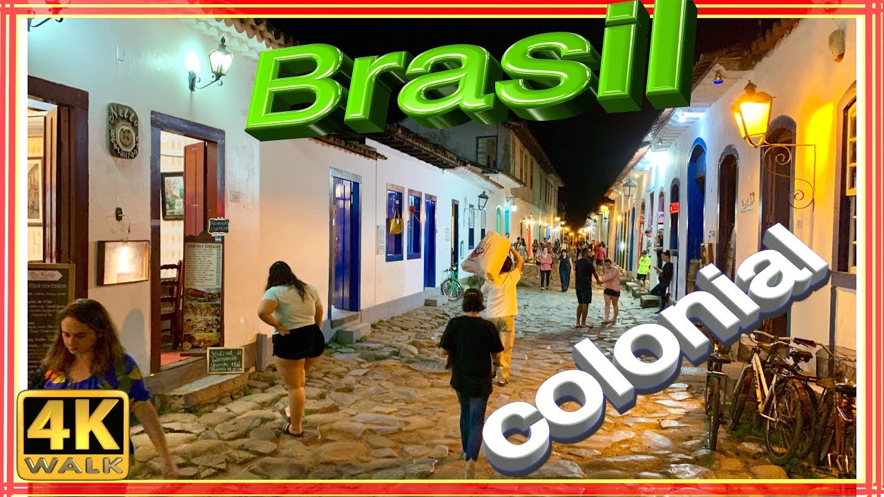 【4K】WALK Old Town PARATY RJ at night virtual hike Brazik 4k documentary slow tv reality show