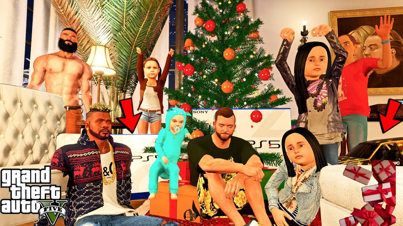 GTA 5- 🎁🎄FRANKLIN'S FAMILY BEST CHRISTMAS GIFTS OPENING!!🎁 (GTA 5 Real Life StoryTelling Mods #45)