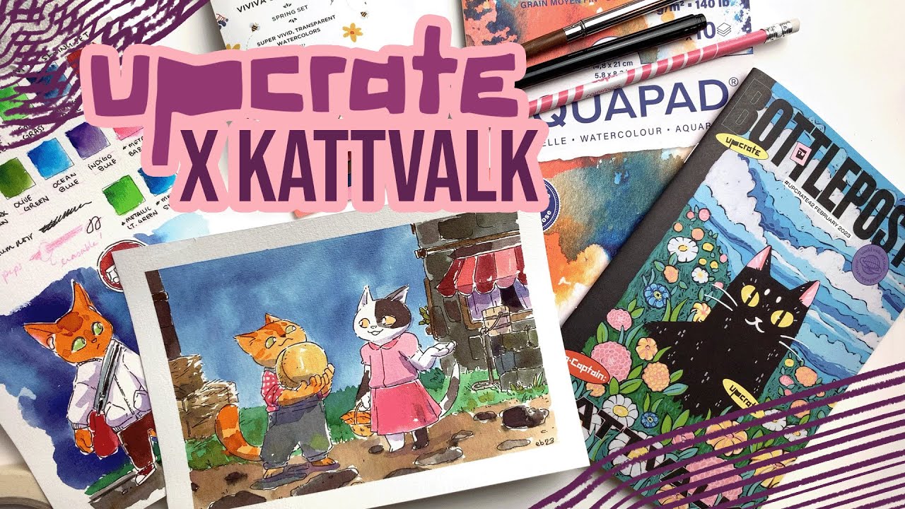 UPCRATE! Art Subscription Box - Upcrate x Kattvalk Box!! Cats and Watercolor Supplies!