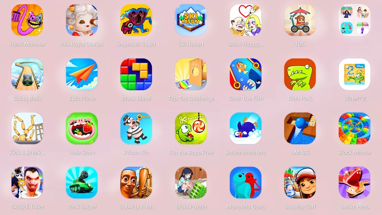 Roblox,Finding Alice,block blast,Space Survivor,Crazy Office,Bridge Race,Subway surf,Brain Puzzle...