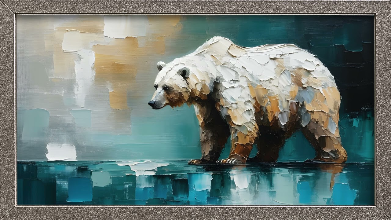 Abstract Bear Textured Impasto Oil Painting 4K Frame TV Art Screensaver TV Art Decor