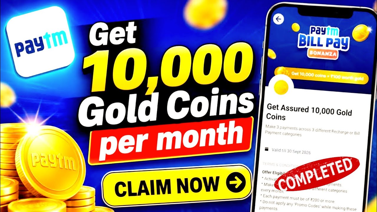 Paytm 10000 gold coins offer complete kaise kare easily || how to complete paytm gold coins offer