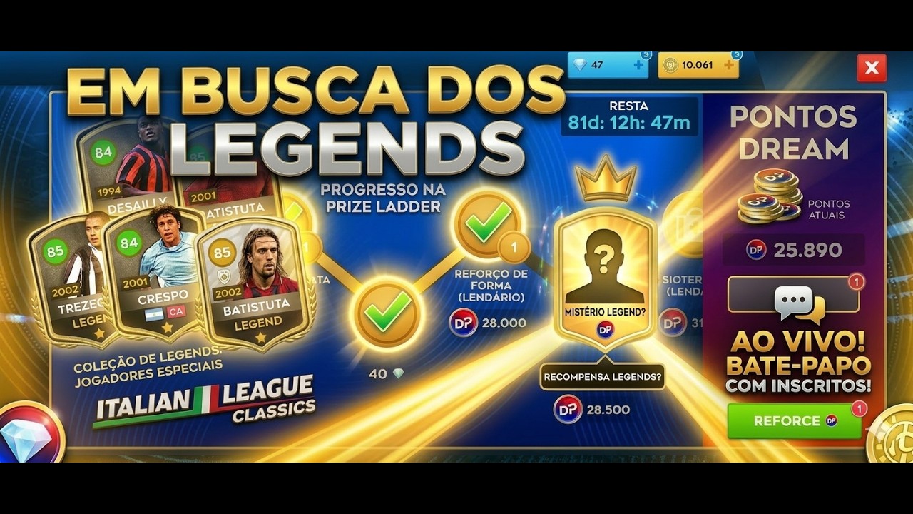 🎮🔥EM BUSCA DOS LEGENDS DLS 26 E BATE-PAPO COM OS INSCRITOS | DREAM LEAGUE SOCCER 26