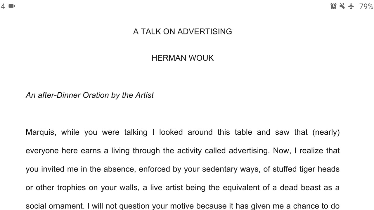 Prose: A Talk on Advertising: Part-1