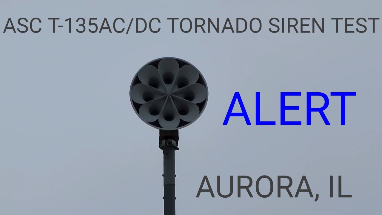 ASC T-135AC/DC Tornado Siren Test, Alert, Aurora, IL