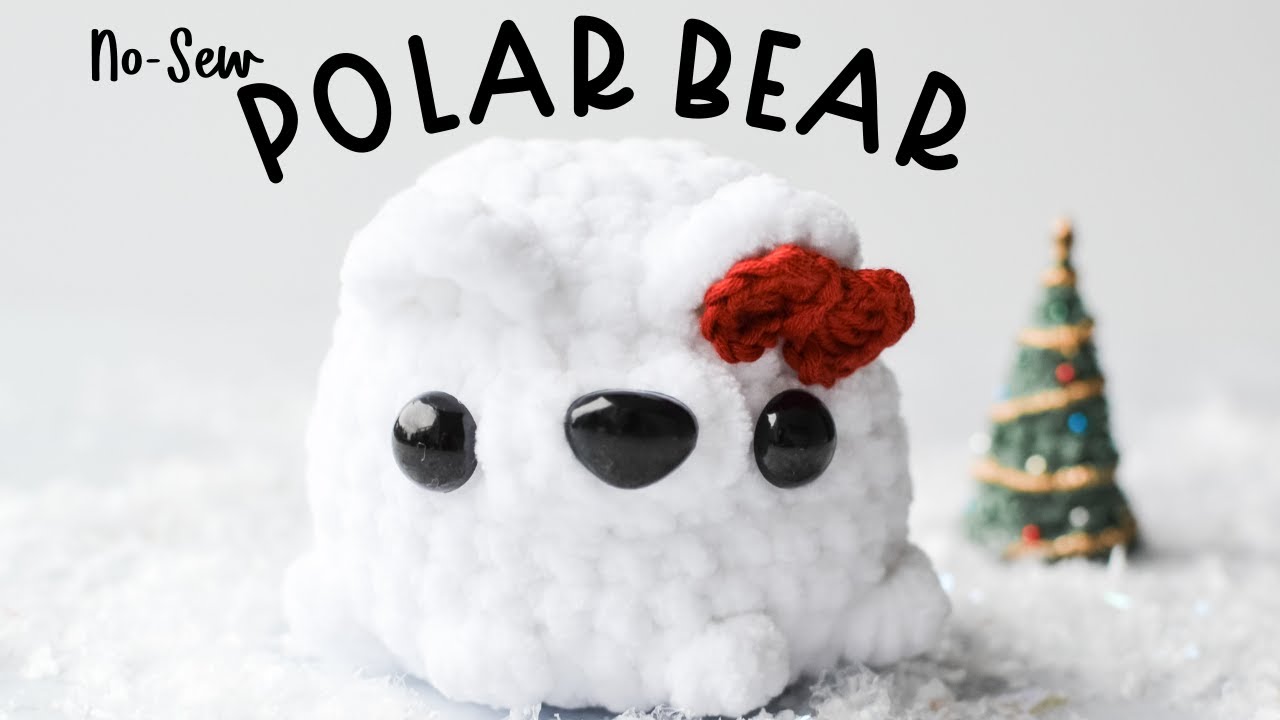No-Sew Crochet Polar Bear With Christmas Bow!