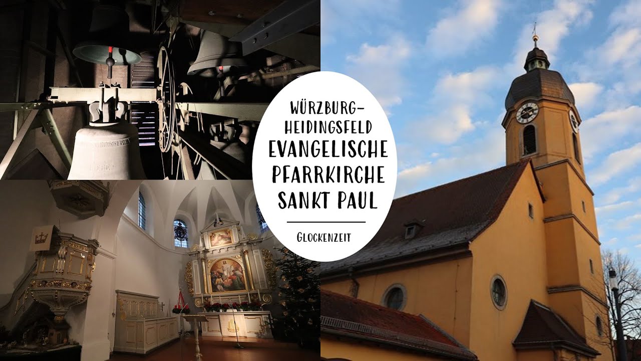 Würzburg-Heidingsfeld (WÜ) Die vier Glocken der evangelischen Kirche Sankt Paul (Turmaufnahme)