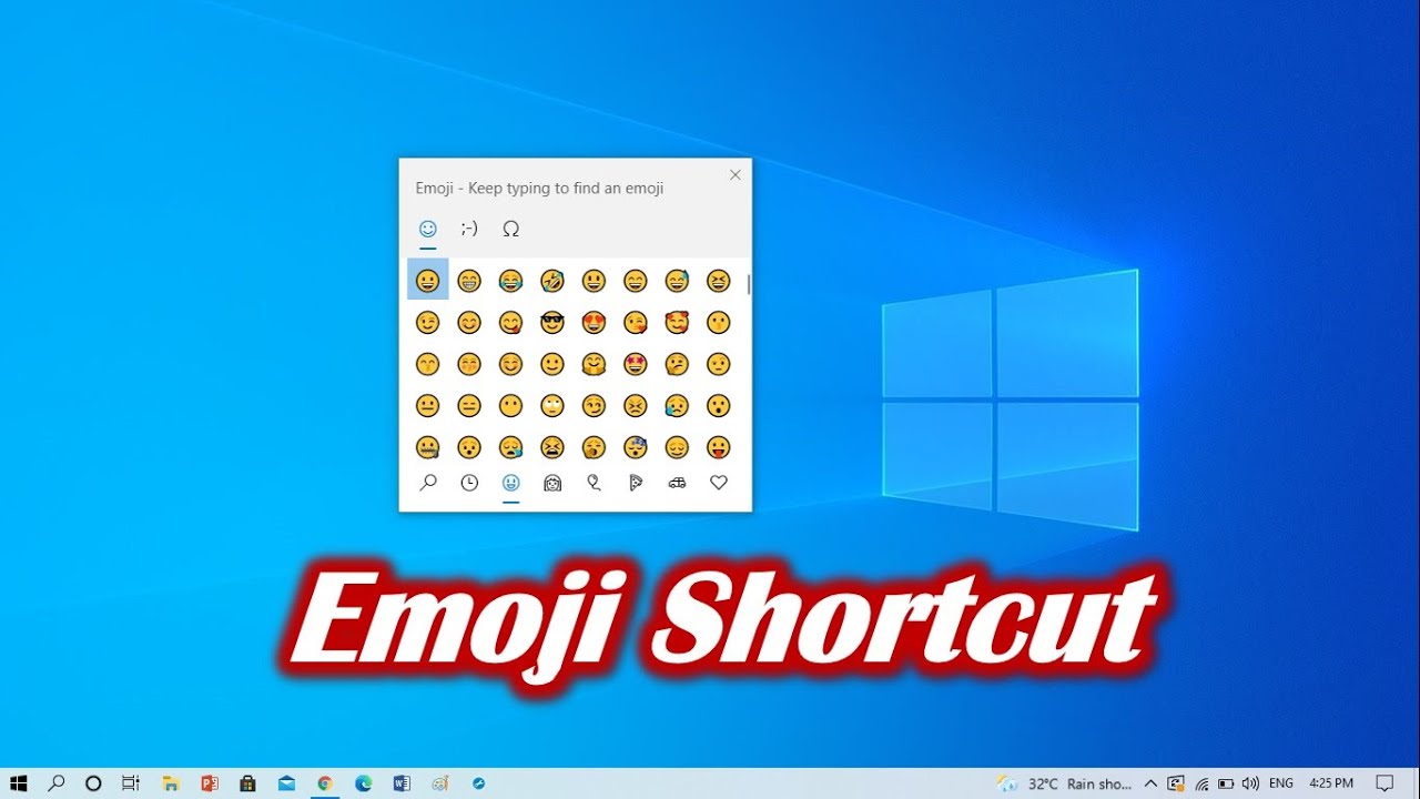 Shortcut to Insert Emoji on Windows 10