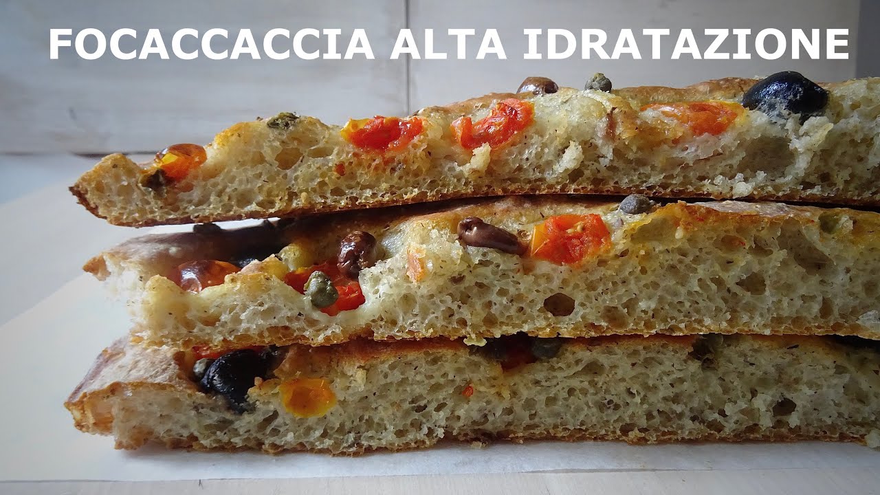 FOCACCIA AI POMODORINI, OLIVE E CAPPERI || 80%IDRATAZIONE- SUPER DIGERIBILE