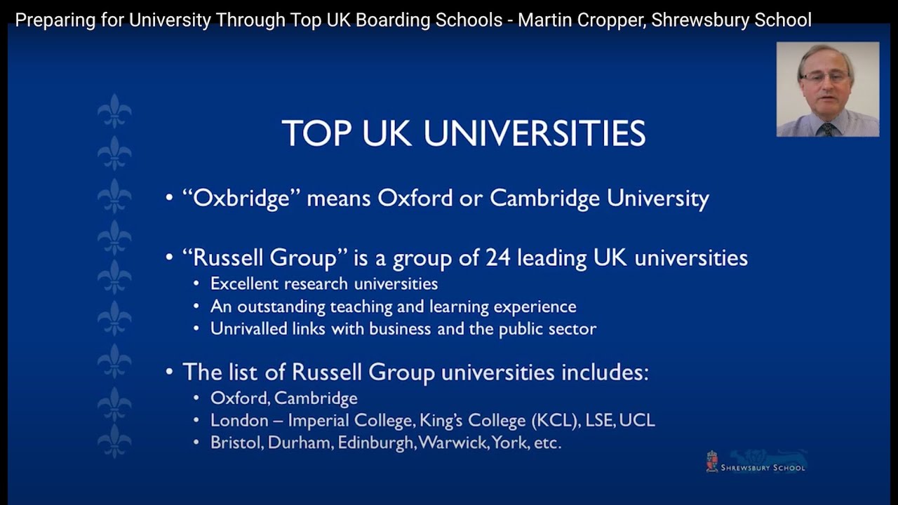Preparing for University Through Top UK Boarding Schools - Martin Cropper, Shrewsbury School