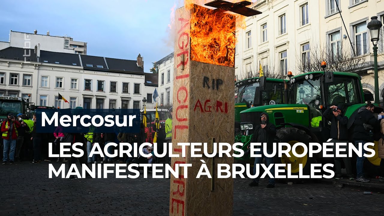 Les agriculteurs manifestent &agrave; Bruxelles contre le Mercosur - RTBF Info