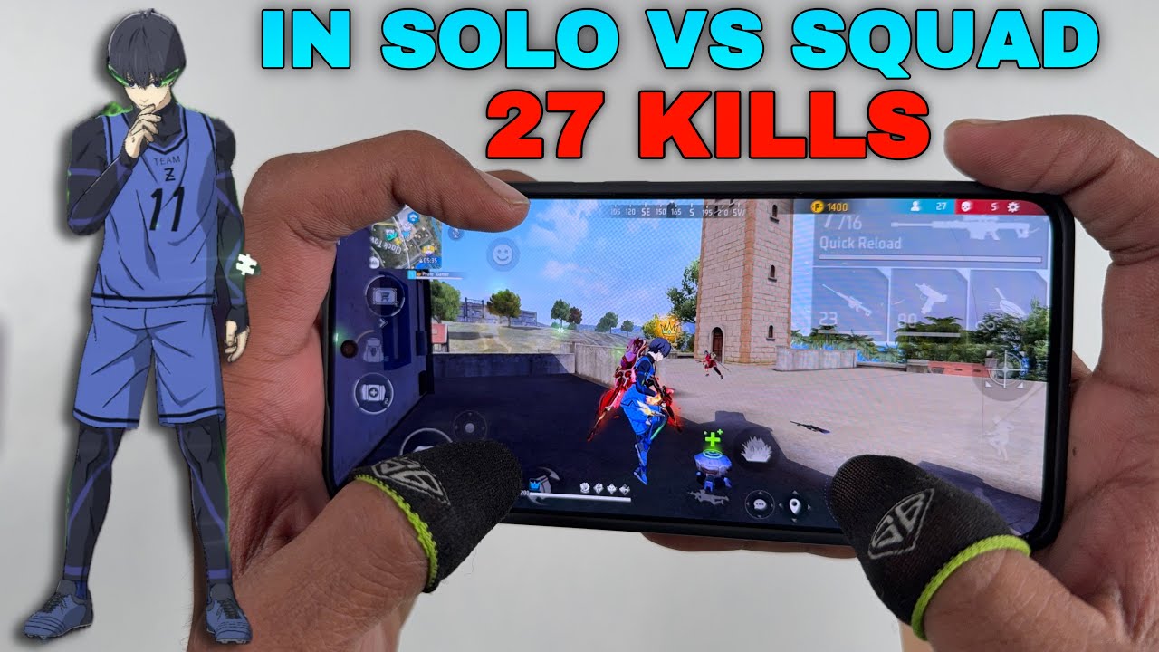 Free fire solo vs squad ranked gameplay 27 kills a new skills 😡