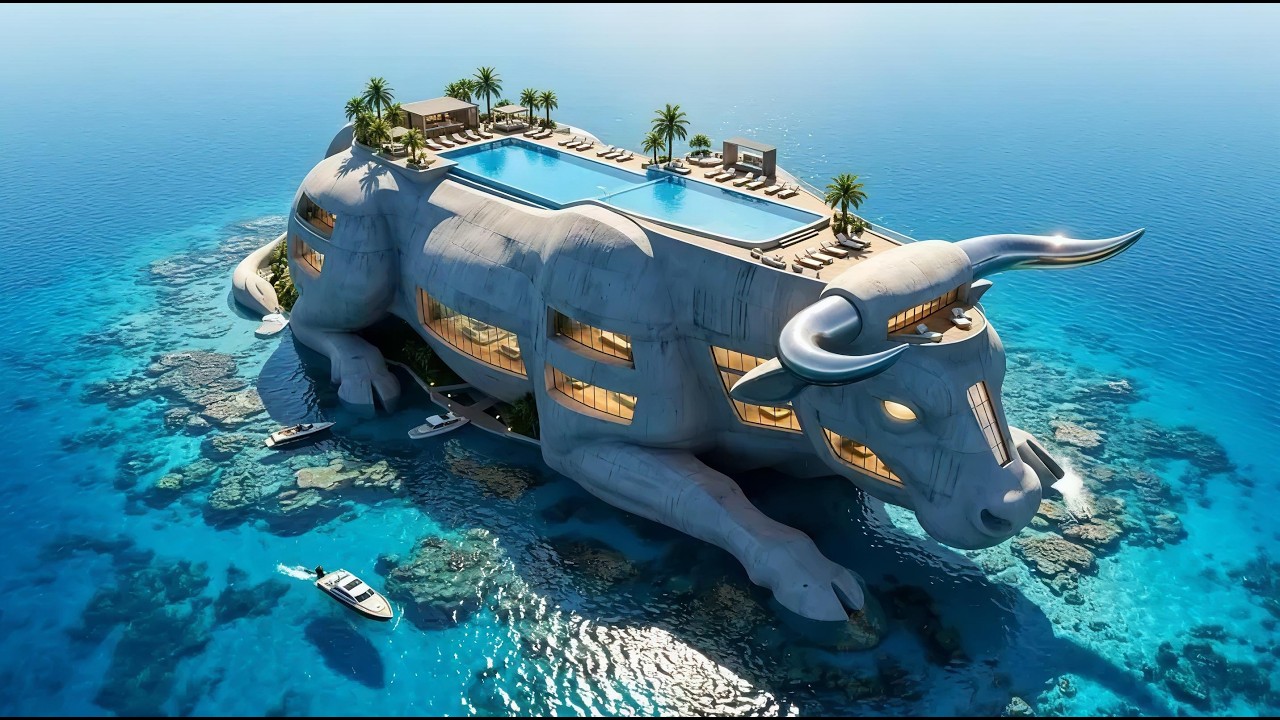 I Turned an Abandoned 2000-ft Giant BullStatue into a Luxury House with Pool (Silent ASMRBuild)