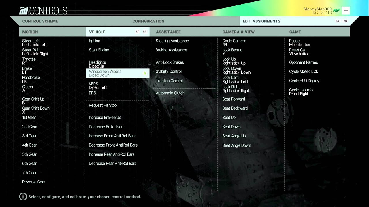 Project Cars - Xbox One Controller and Other Settings