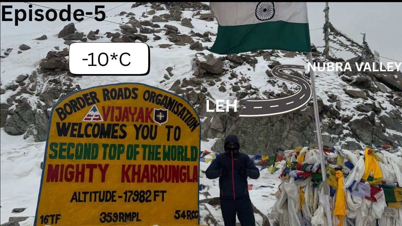 Episode-5 Worlds Highest Motorable Road in extreme winters🚩-10*C | Leh to Nubra Valley📍|