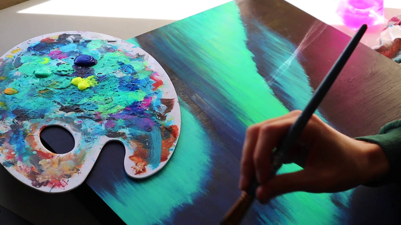 Painting an Acrylic Aurora Borealis