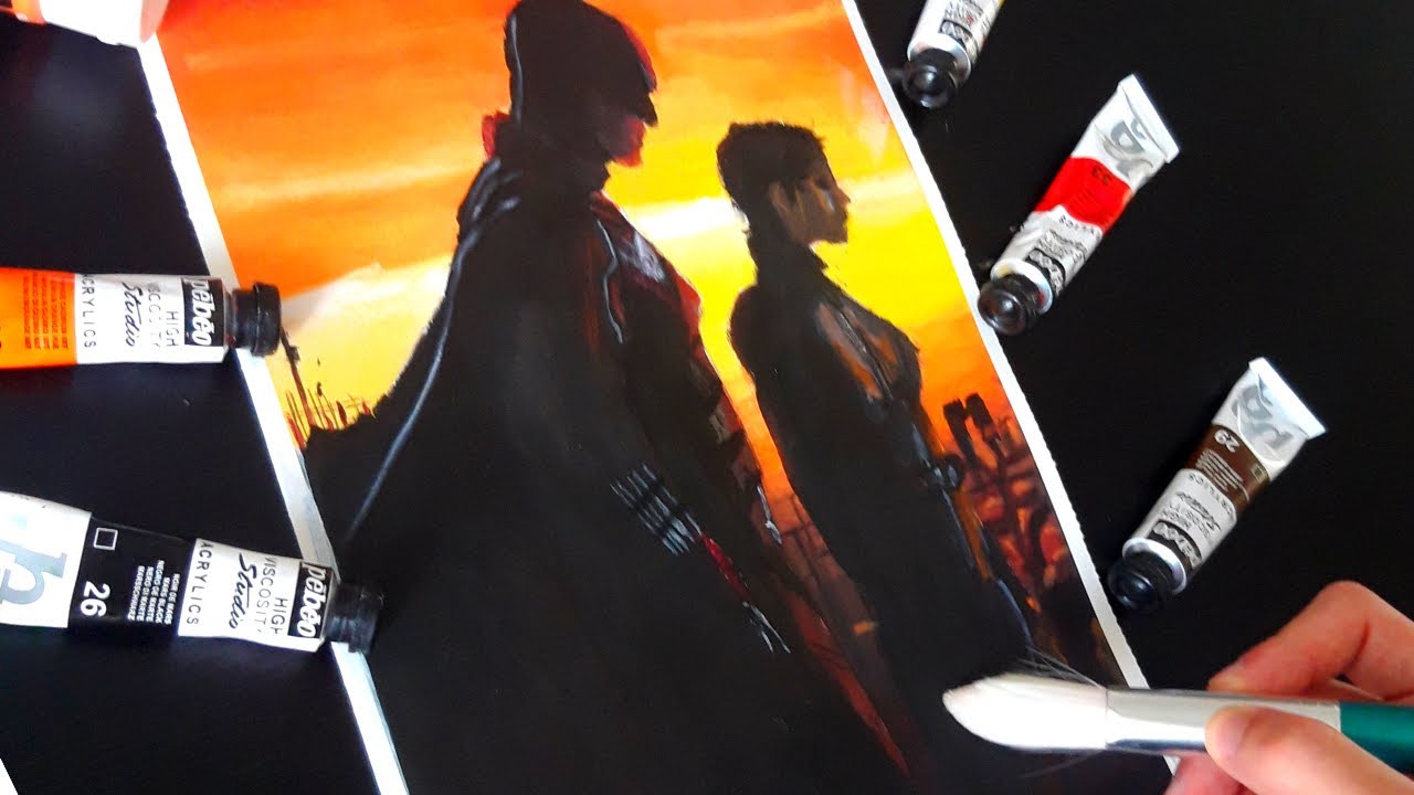 Painting The BATMAN | Catwoman and Batman (Acrylic Painting)