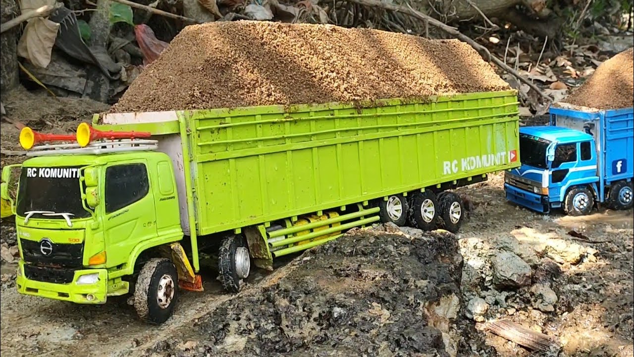 SALAH JALAN‼️🔥 RC TRUK HINO 500 TRIBAL DAN RC FUSO BELAP LANGSIR PASIR DI SUNGAI LANGSUNG AMBROL