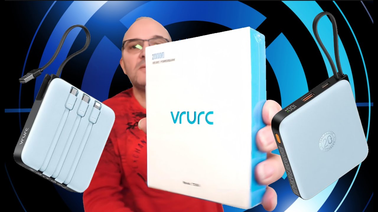 VRURC Batterie Externe 20000mAh avec 4 Câbles Intégrés 22.5W Charge Rapide avec Affichage LED