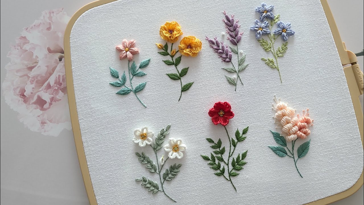 [프랑스자수 ] 7가지 입체꽃자수 7 3D Flower Embroidery