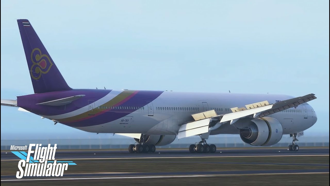 MSFS2020 PMDG 777 300ER Thai airways l Landing Kansai Osaka RJBB