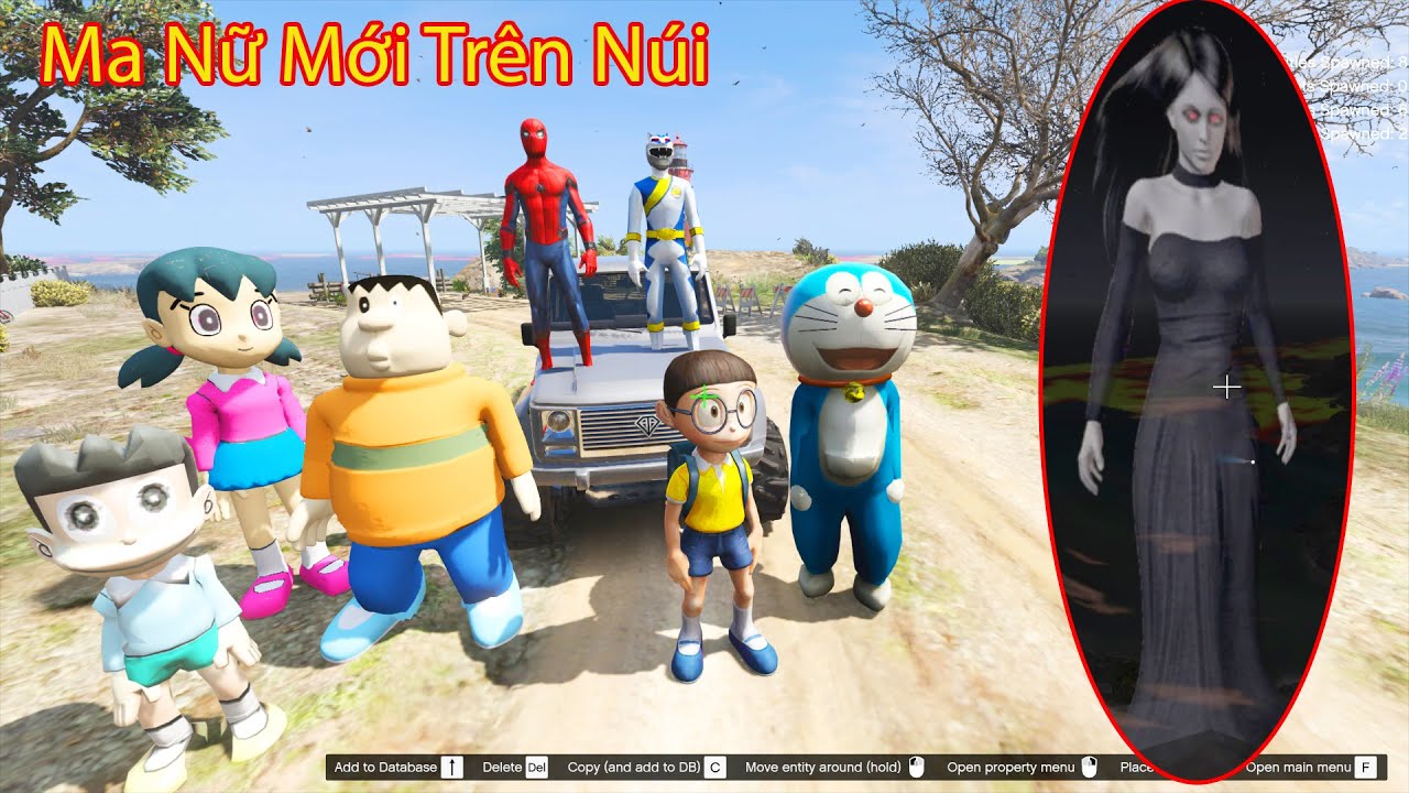 GTA 5 Mod - Biệt Đội Nobita Doremon Ph&aacute;t Hiện Ma Nữ Mới Tr&ecirc;n N&uacute;i Cấm